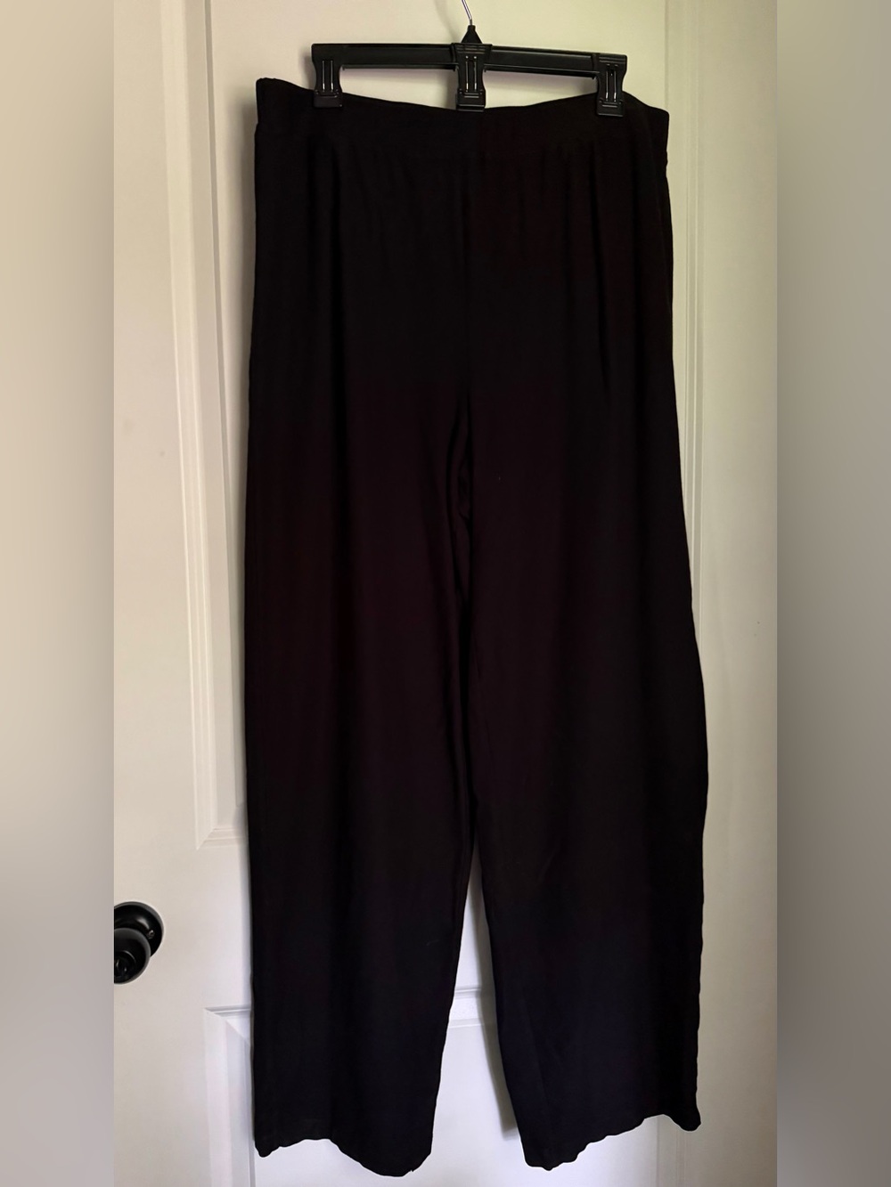 Eileen Fisher Black Wide-Leg Pull-On Pants minimalist lagenlook 1x